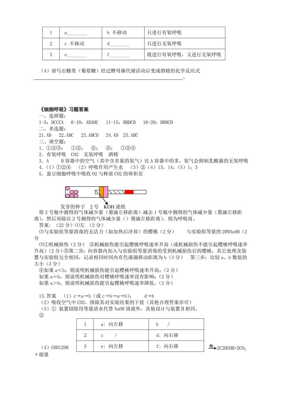 细胞呼吸习题_第5页