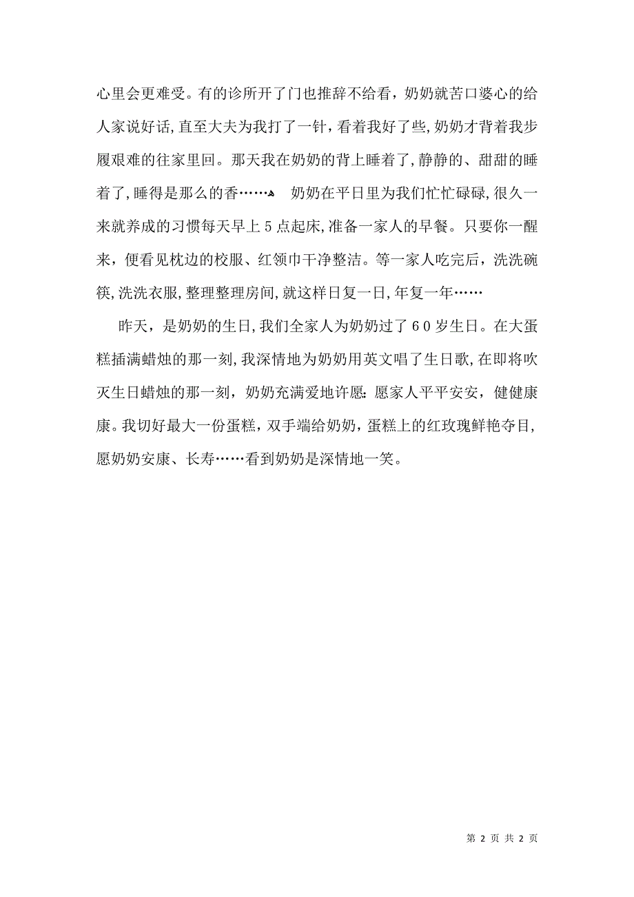 我的奶奶小学生六年级作文_第2页