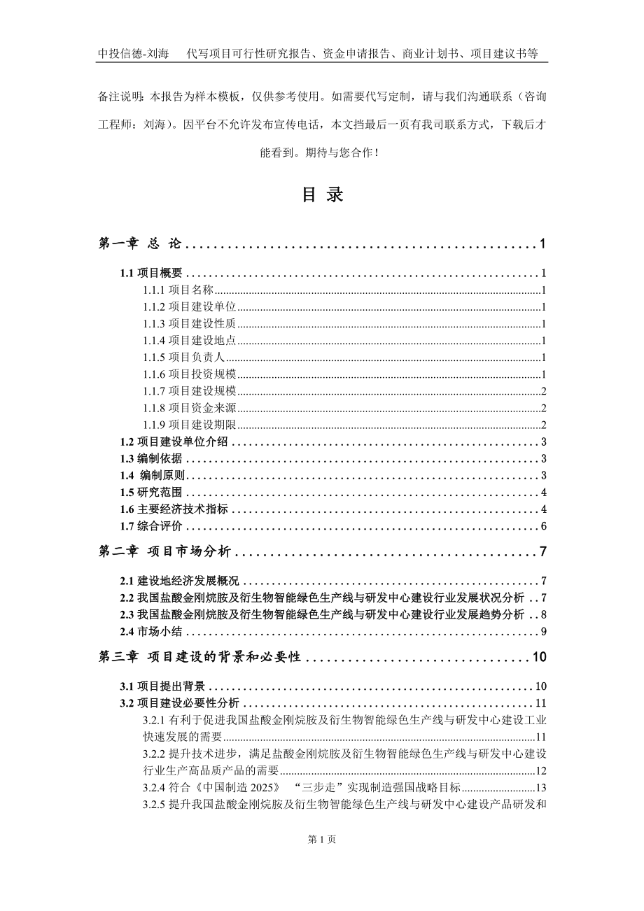 盐酸金刚烷胺及衍生物智能绿色生产线与研发中心建设项目资金申请报告写作模板定制_第3页