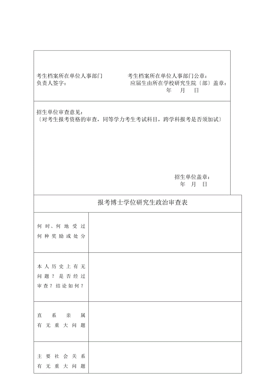 年报考攻读博士学位研究生登记表_第4页