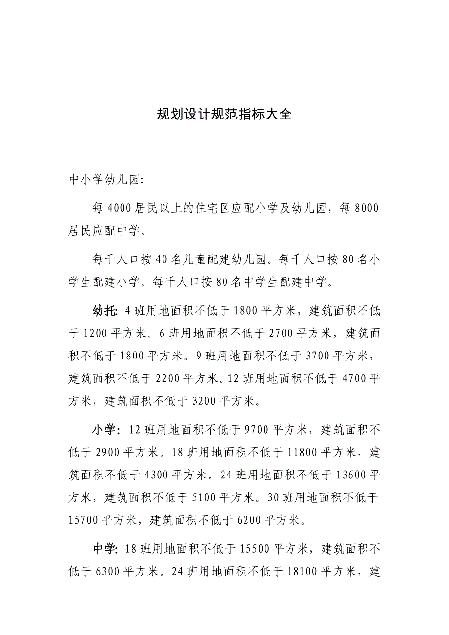 规划设计标准大全-千人指标_第1页