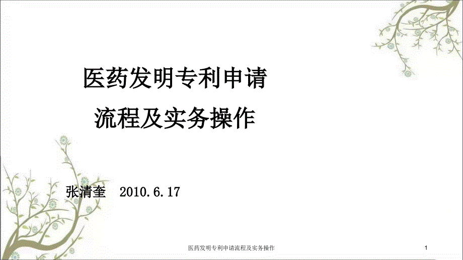 医药发明专利申请流程及实务操作_第1页