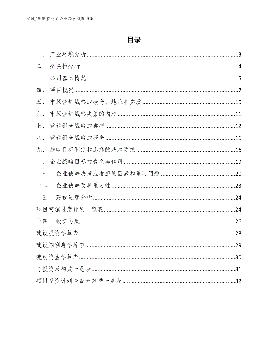 光刻胶公司企业经营战略方案_第2页