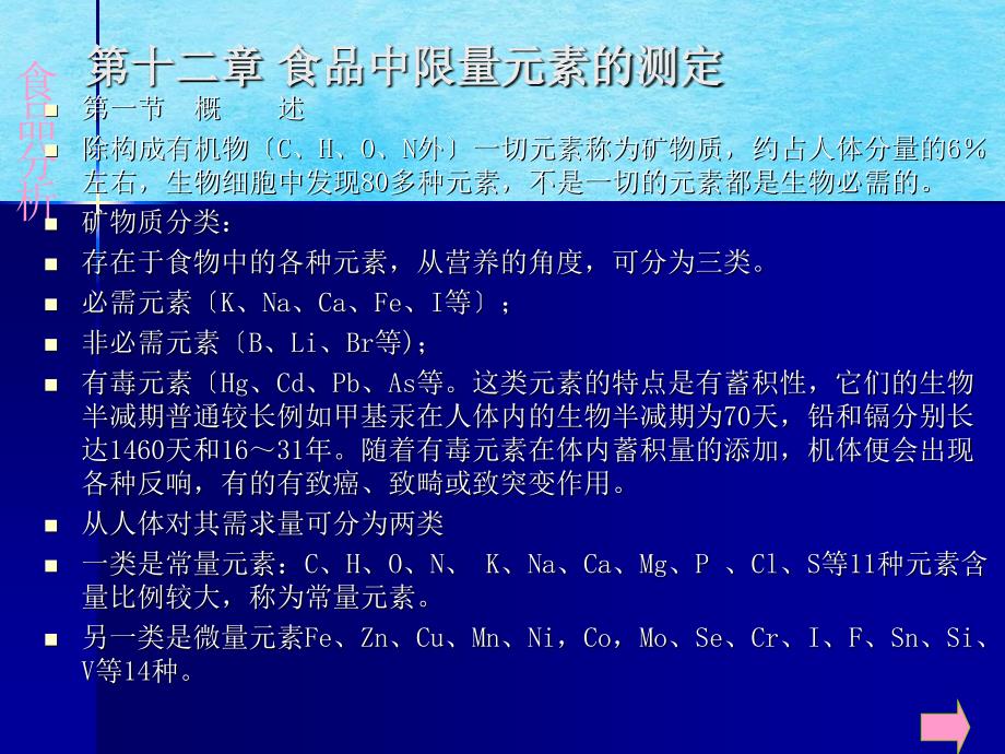 食品分析理论第十二章食品中限量元素的测定ppt课件_第1页