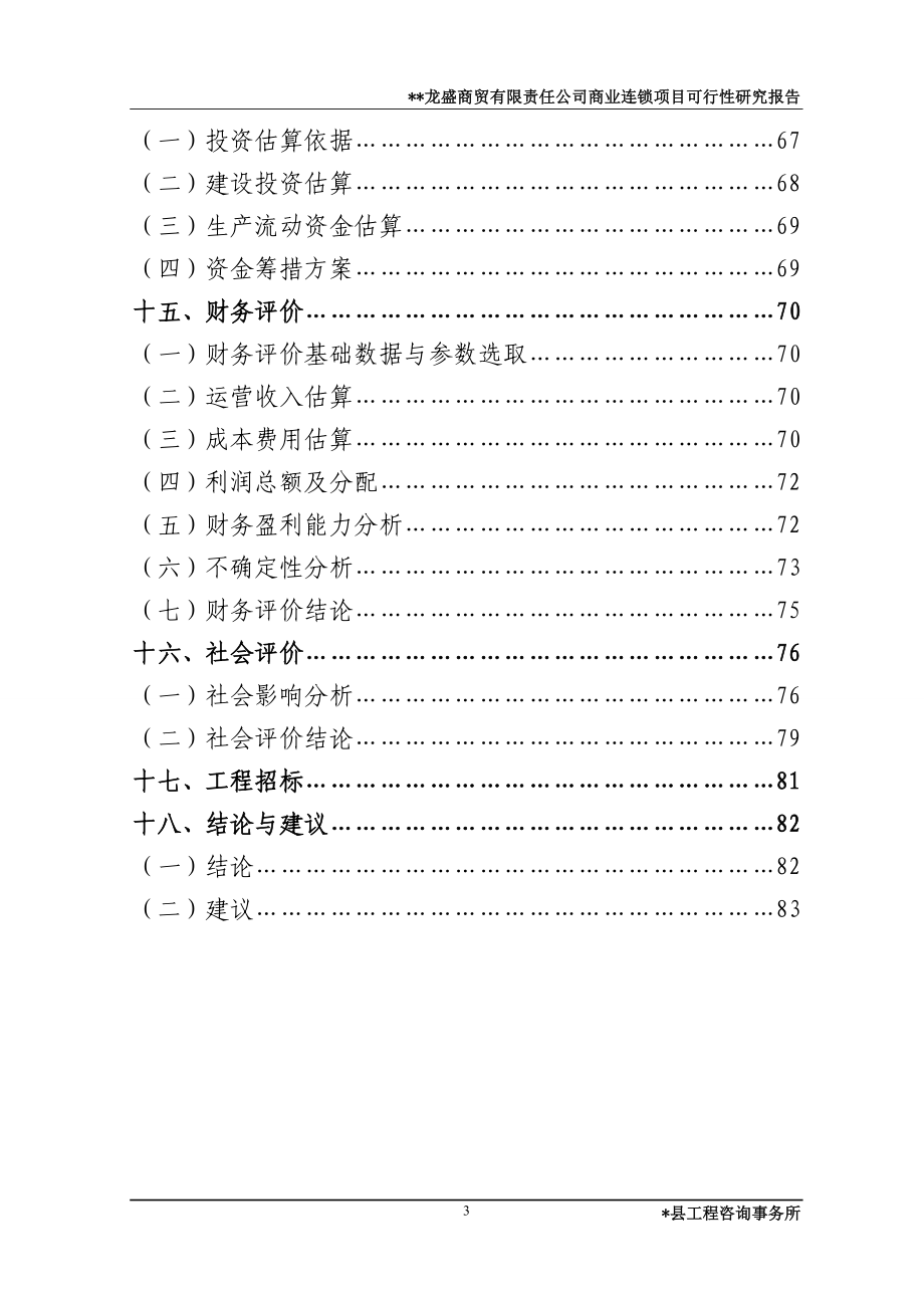 龙盛商贸有限责任公司商业连锁项目可行性研究报告_第3页