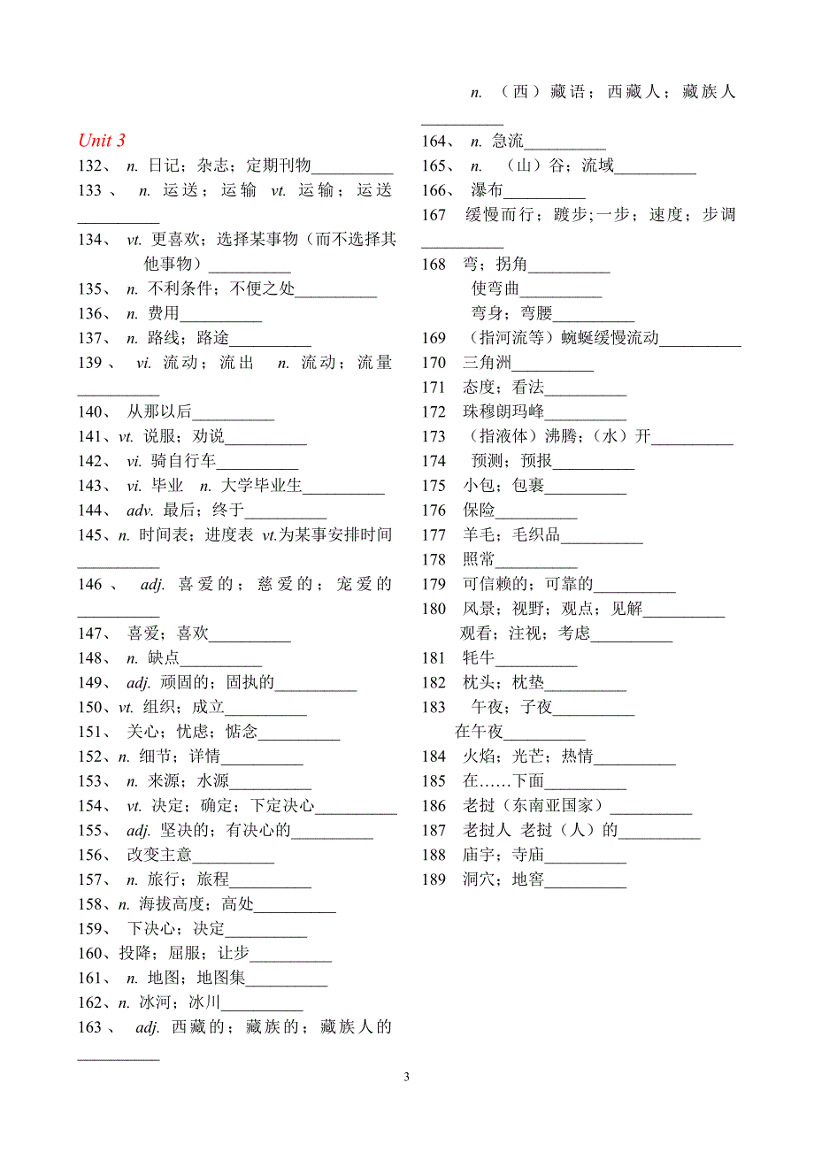 高一英语必修一单词默写-打印版.doc_第3页