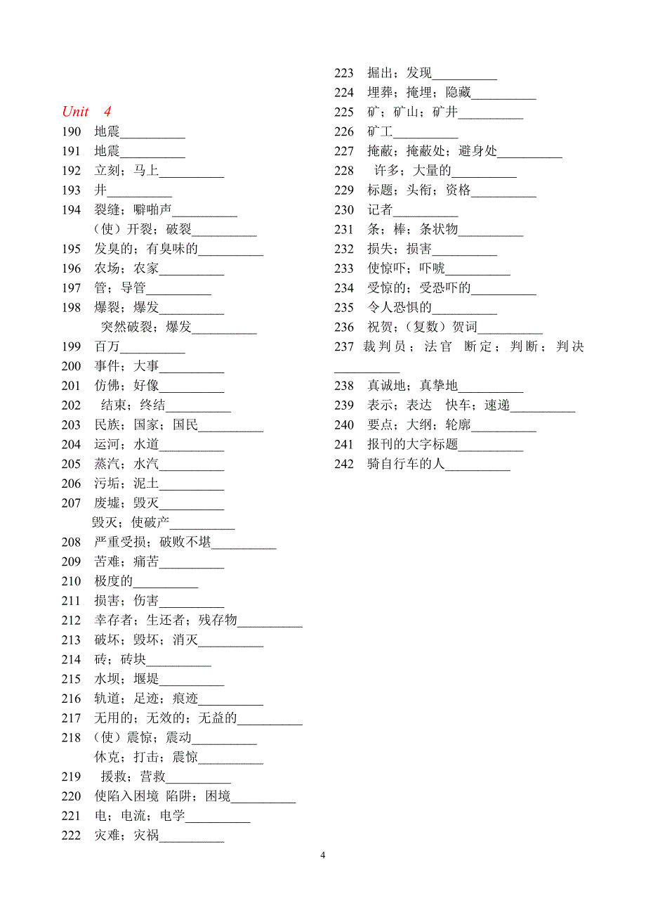 高一英语必修一单词默写-打印版.doc_第4页