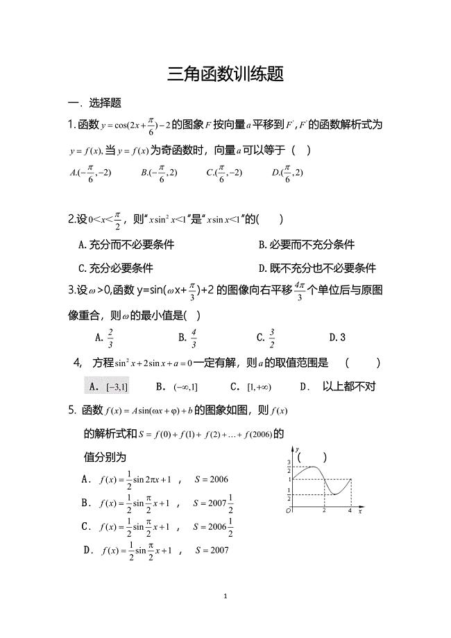 三角函数训练题.doc