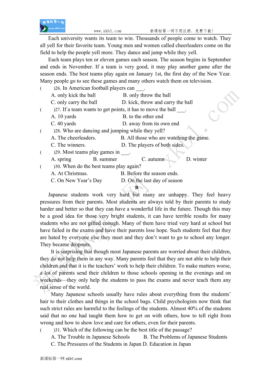 英语（新目标）八年级下单元检测Unit8_第3页