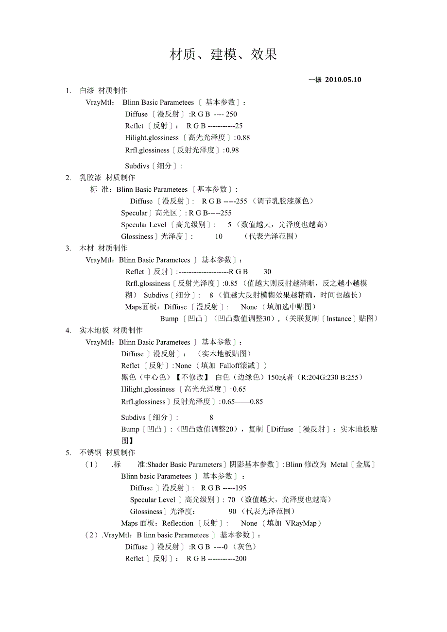 材质参数、建模、快捷键_第1页