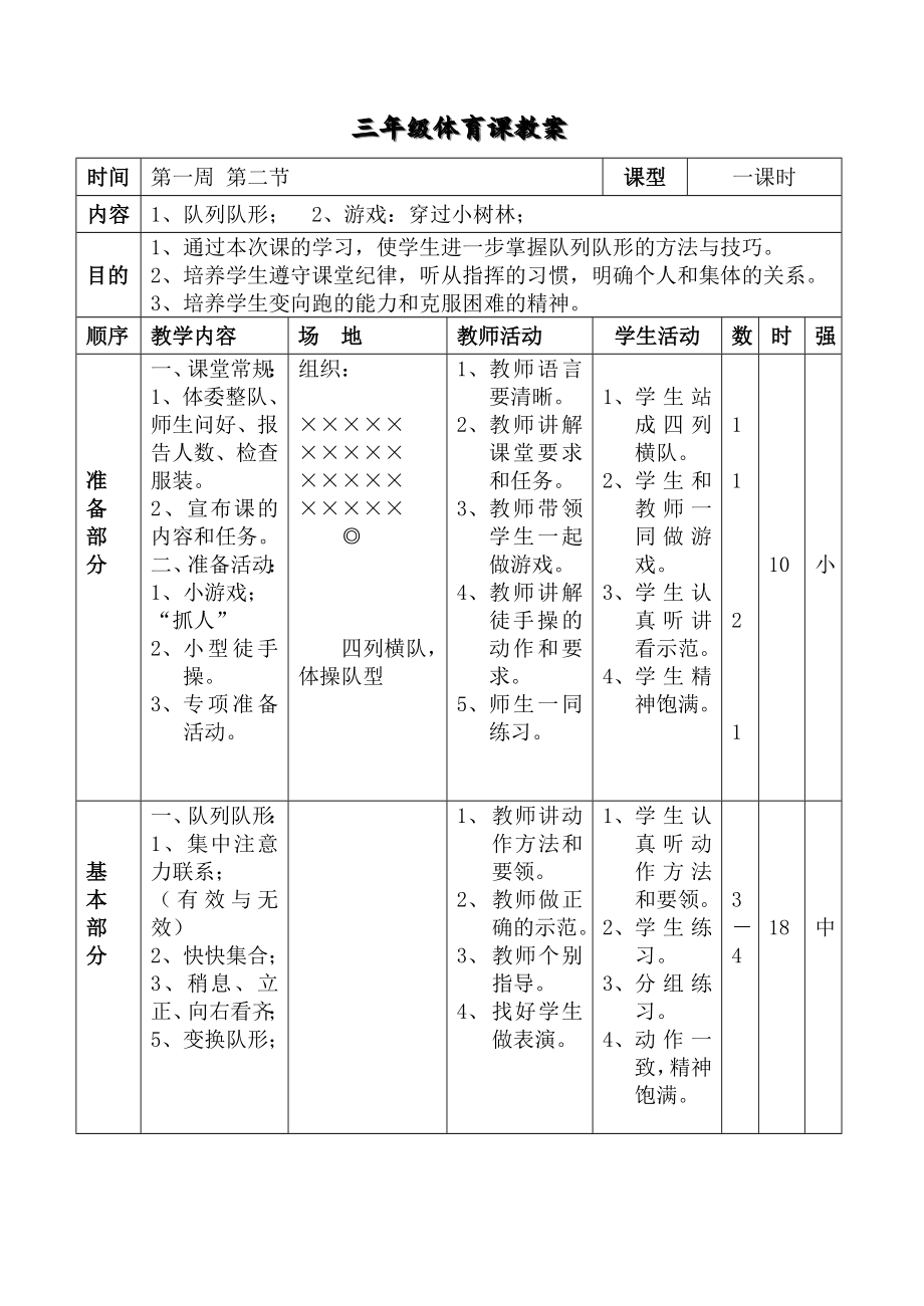 小学三年级体育教案全集（全册）_第4页