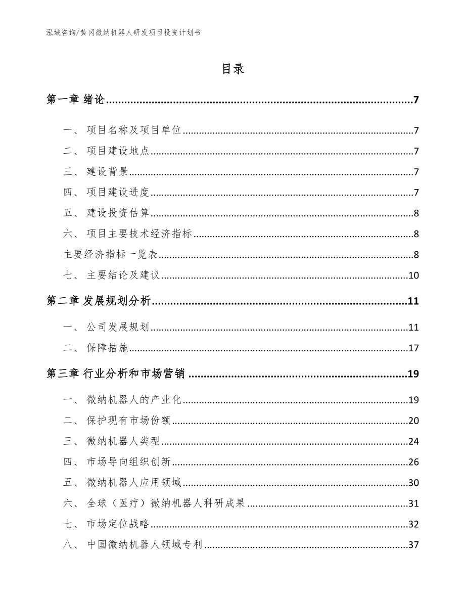 黄冈微纳机器人研发项目投资计划书_第1页