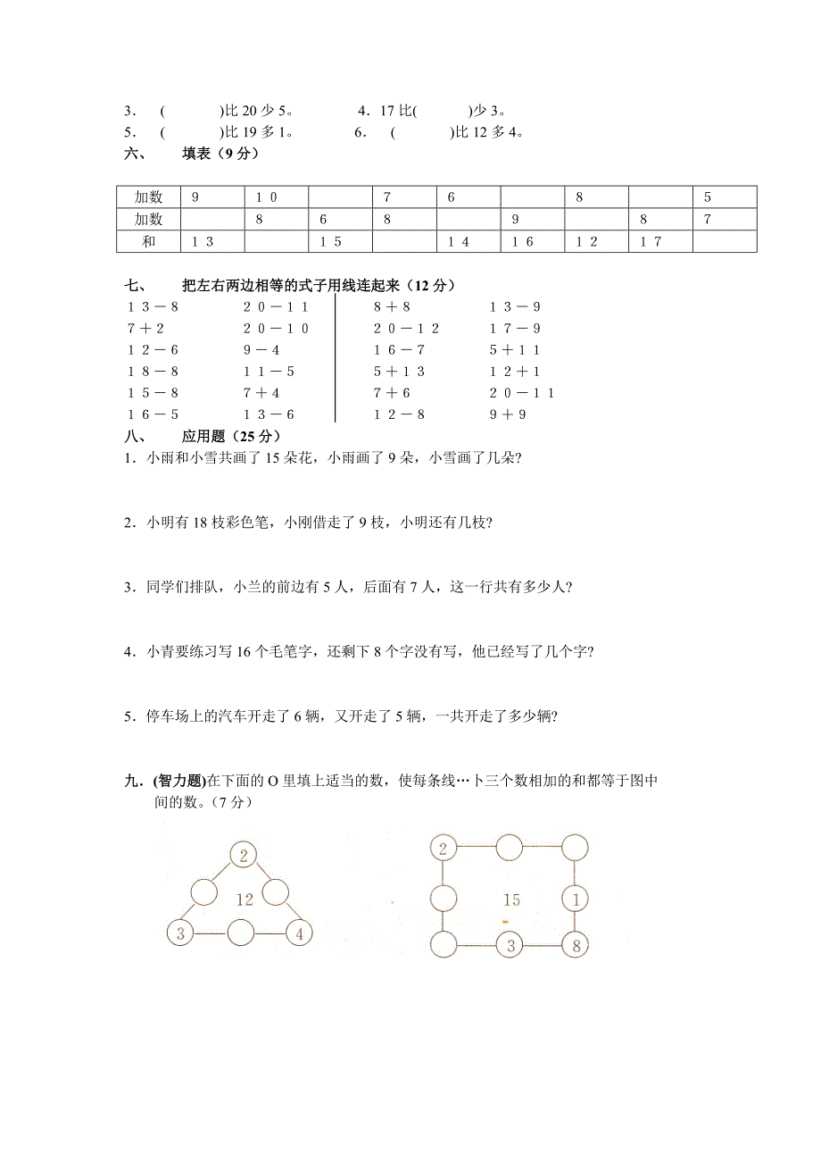 一年级数学第2次月考_第2页