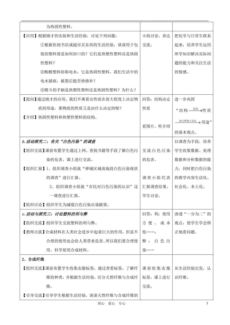 九年级化学下册 第十二单元课题3《有机合成材料》教学设计.doc_第3页