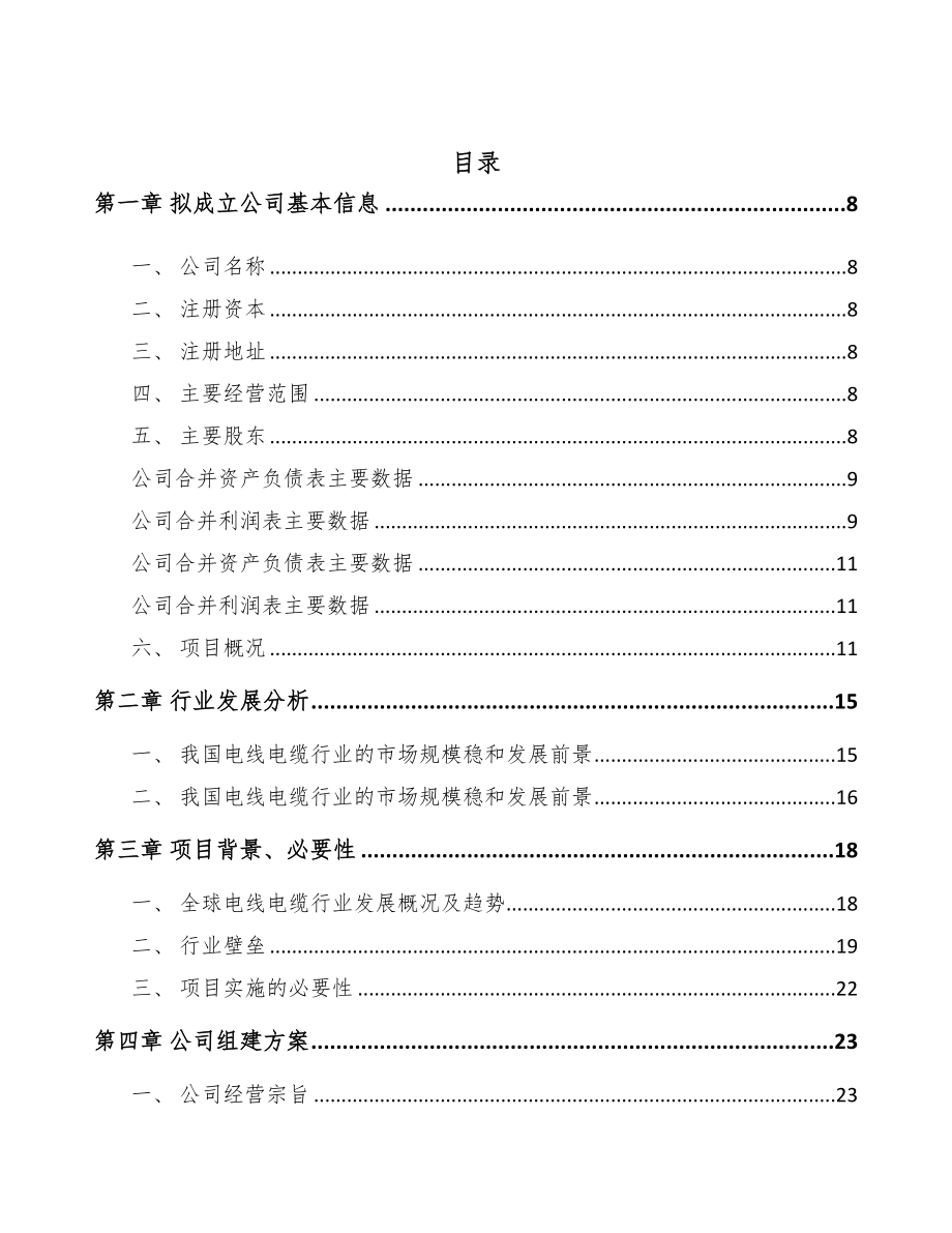 石家庄关于成立线缆公司可行性研究报告(DOC 78页)_第2页