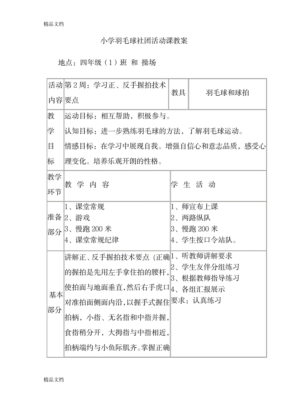 2023年最新小学羽毛球社团活动方案及精品讲义_第4页