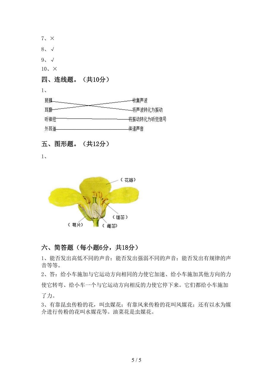 四年级科学上册期中考试卷(通用).doc_第5页