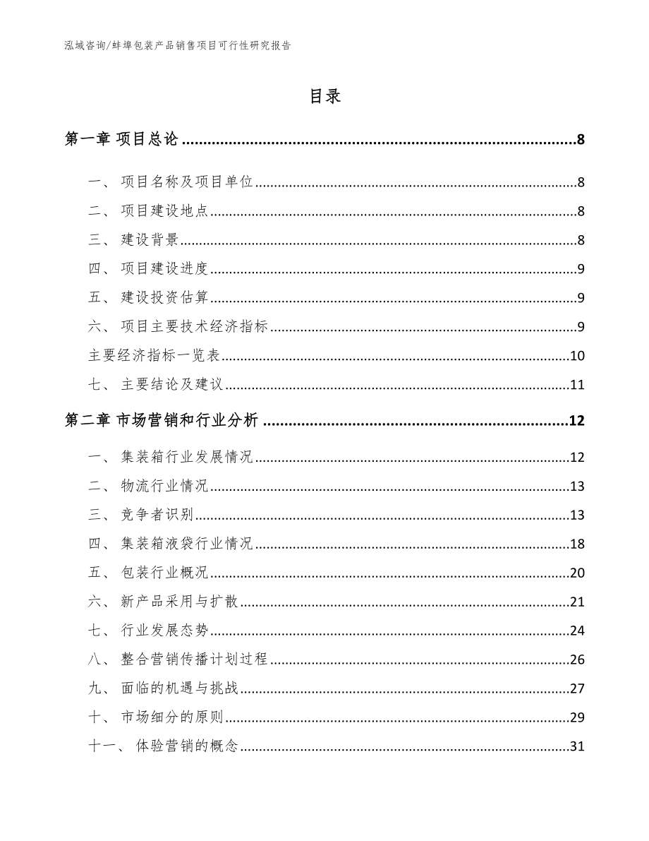 蚌埠包装产品销售项目可行性研究报告（范文模板）_第2页