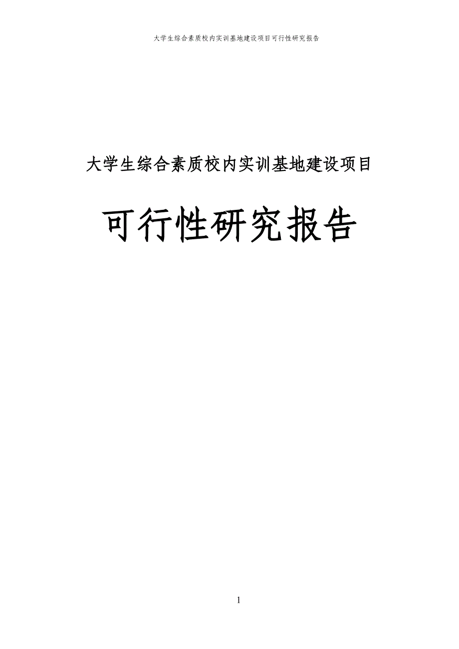 大学生综合素质校内实训基地建设项目投资可行性报告报审稿.doc_第1页