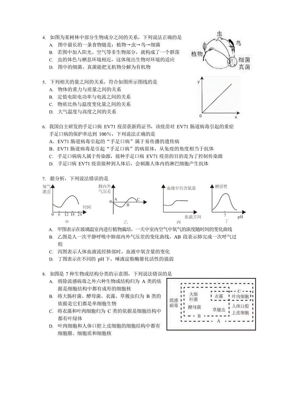 2018年杭州市下城区滨江区拱墅区经济开发区一模-科学-试卷及答案_第2页