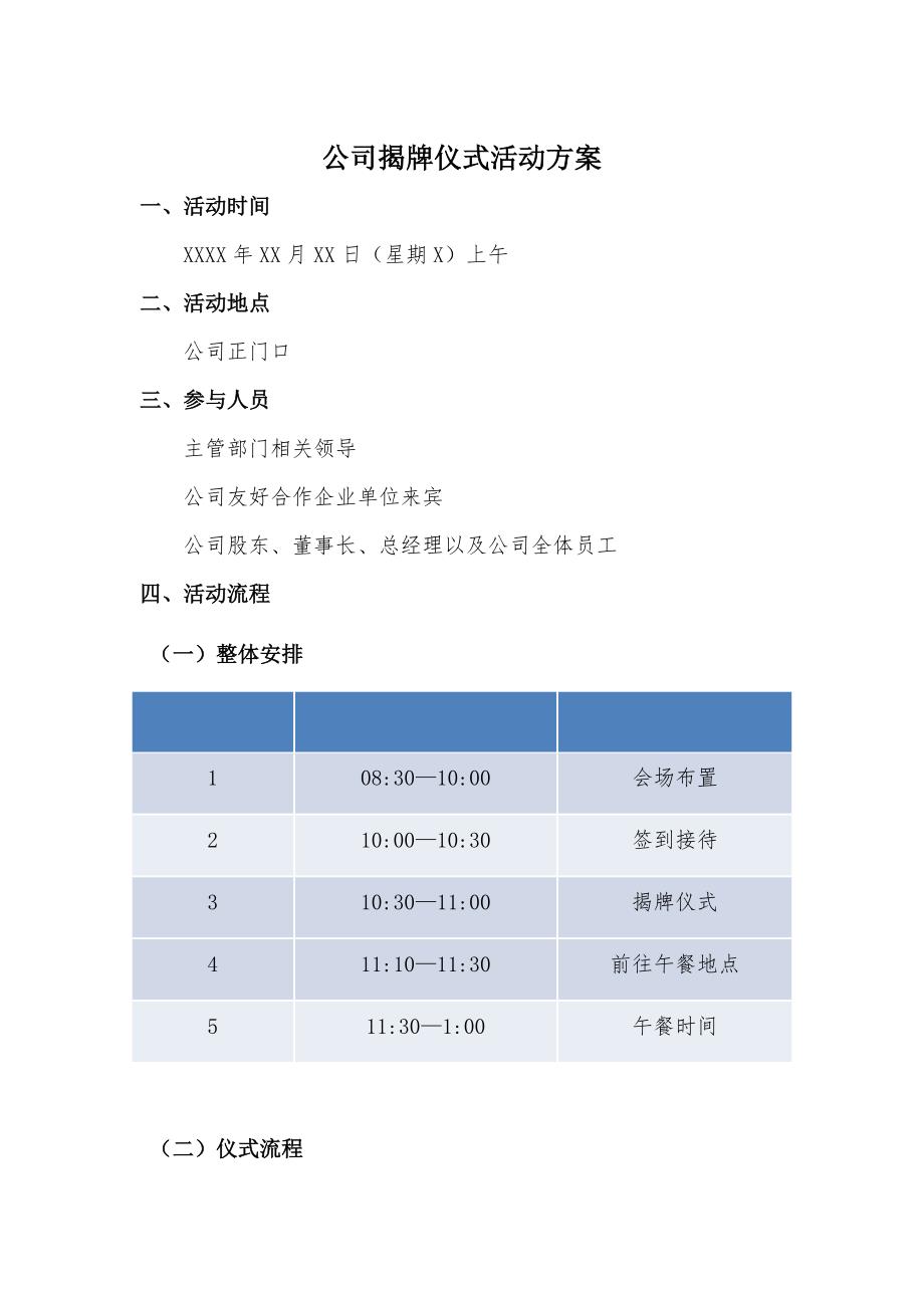 公司揭牌(开业)庆典仪式活动方案_第1页