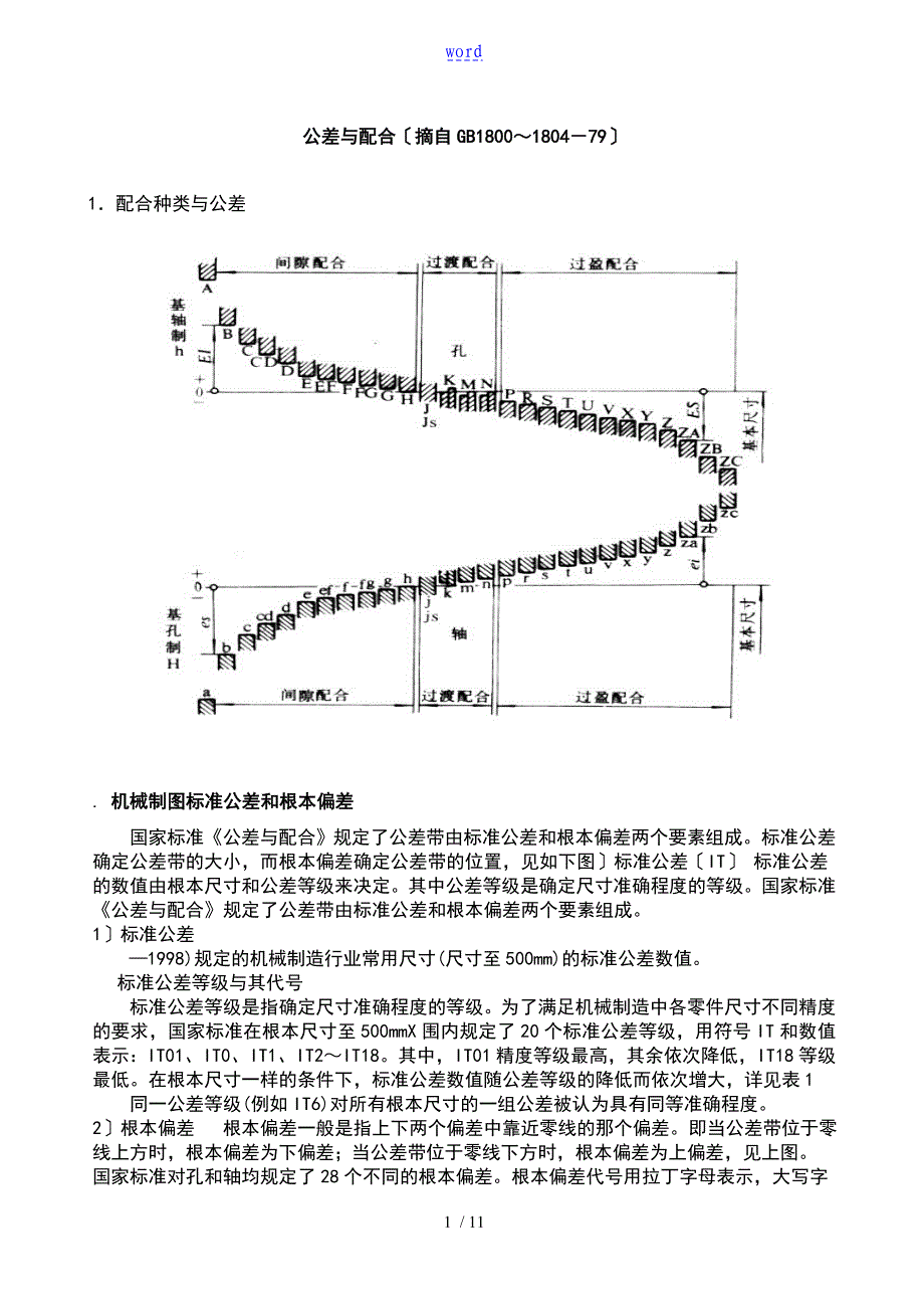 轴与轴承配合公差及键配合_第1页