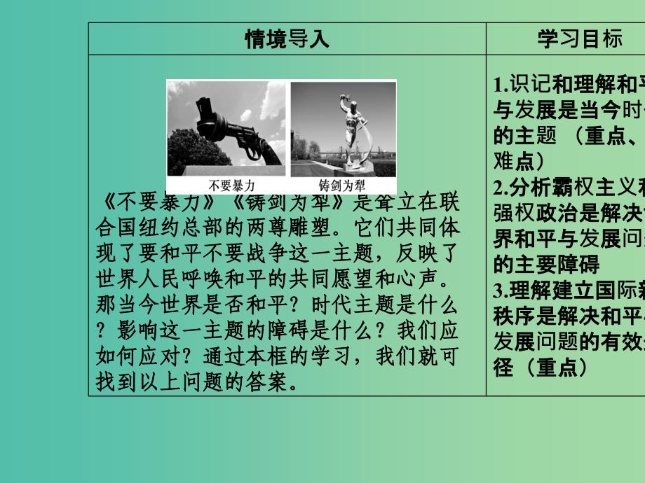 2019春高中政治 第四单元 当代国际社会 第九课 维护世界和平促进共同发展 第一框 和平与发展：时代的主题课件 新人教版必修2.ppt_第3页