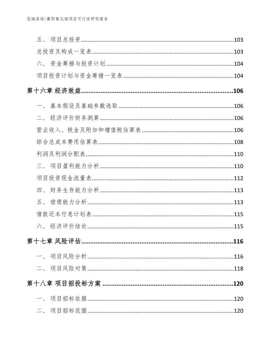 襄阳氧化铝项目可行性研究报告【范文参考】_第5页