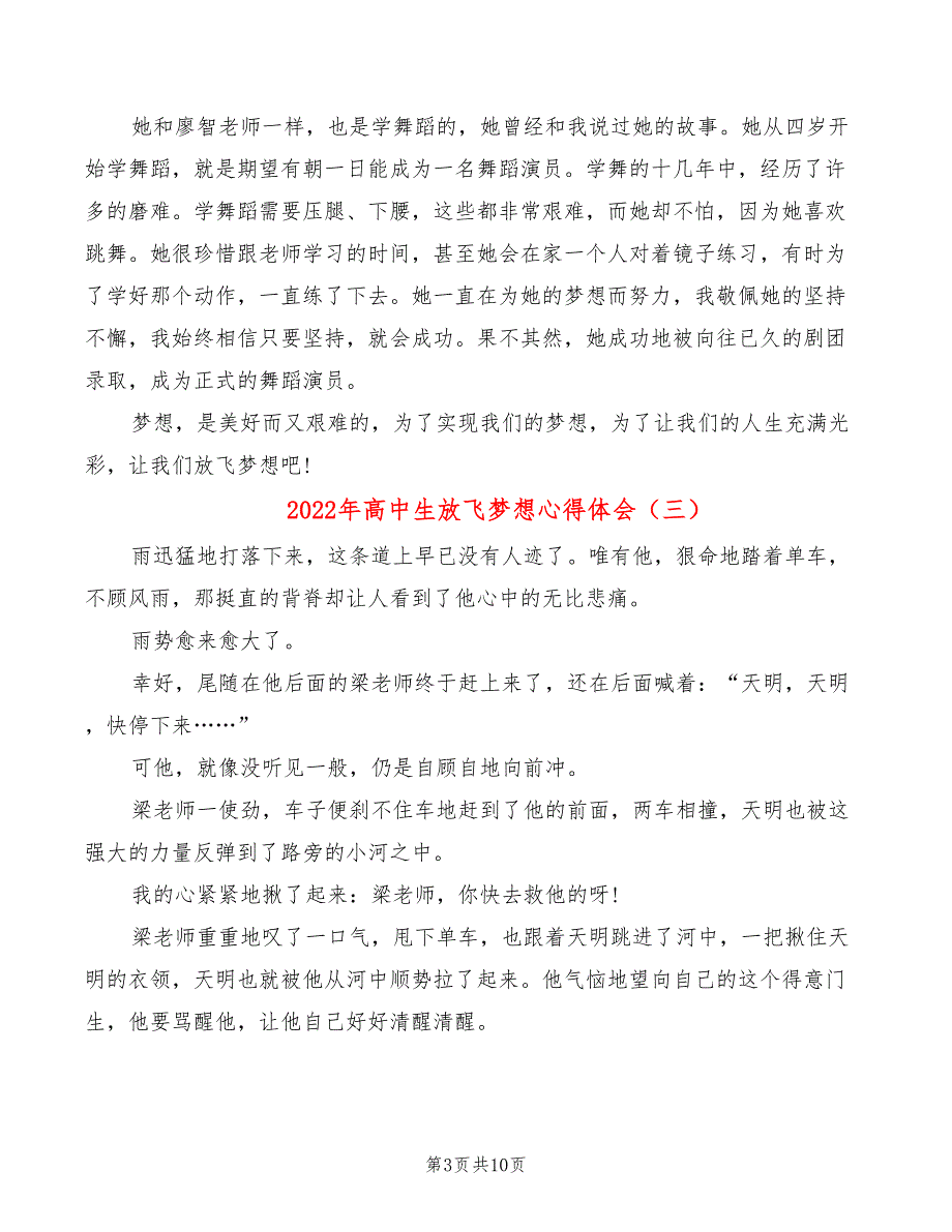 2022年高中生放飞梦想心得体会_第3页