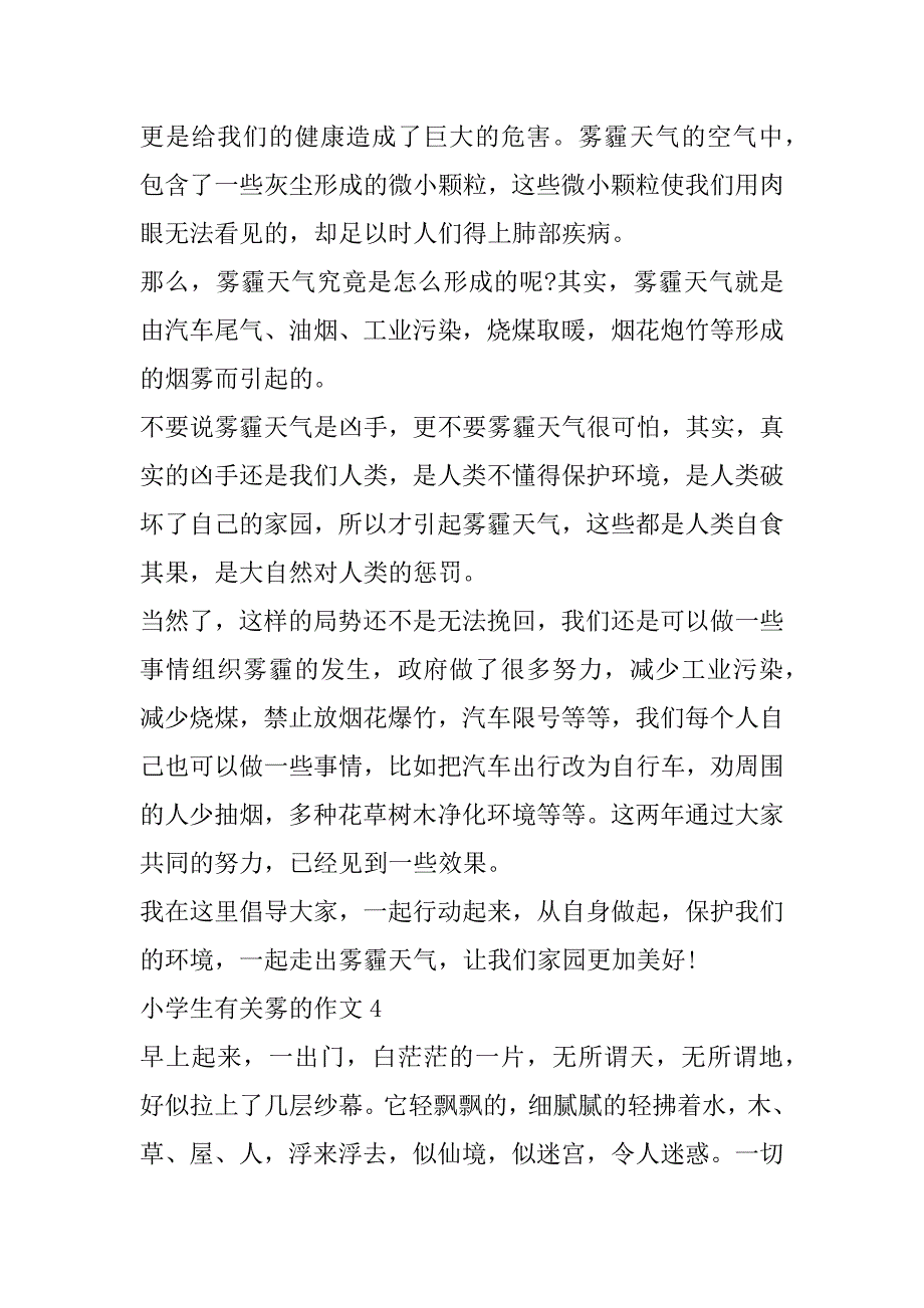 2023年小学生有关雾作文8篇（全文完整）_第3页