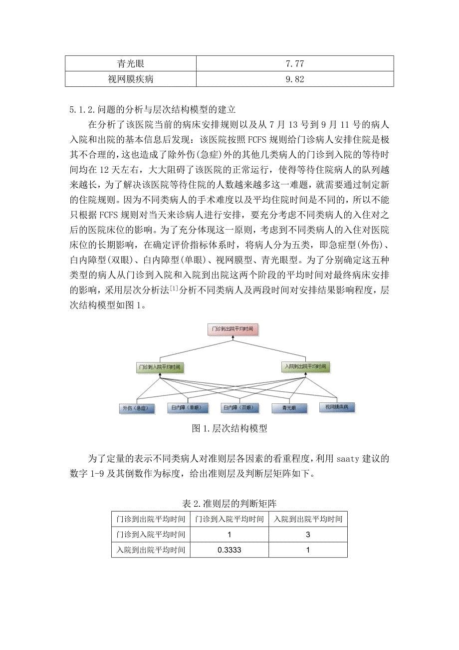 眼科病床的合理安排数学建模竞赛试题_第5页