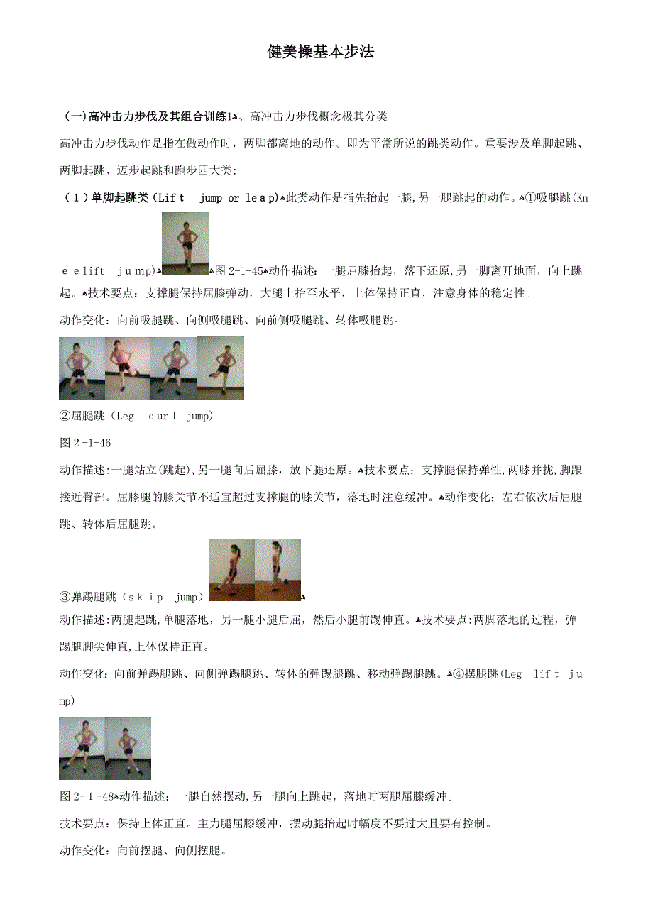 健美操基本步伐训练说明及图解_第1页
