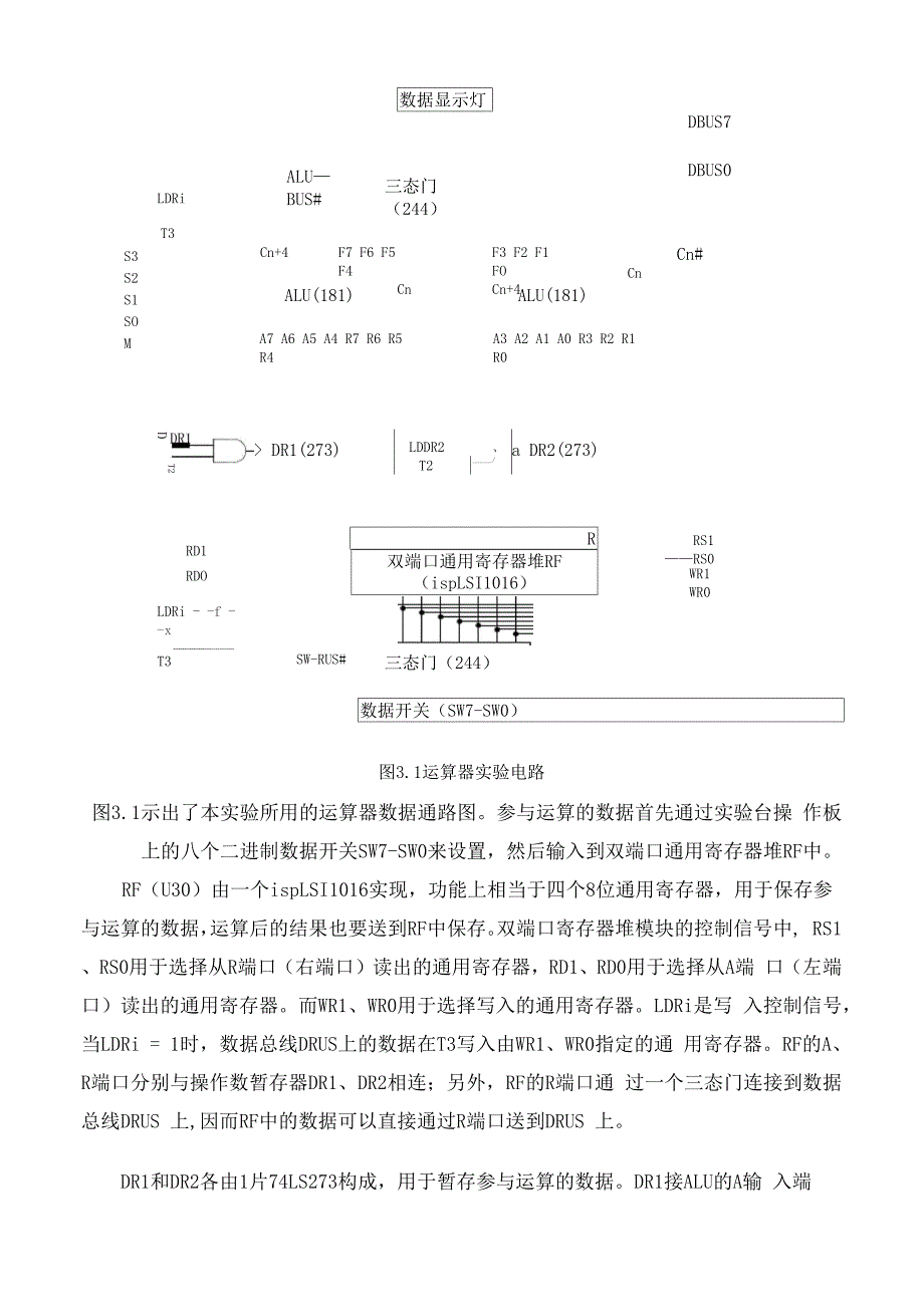 计算机组成原理实验-运算器组成实验报告范文_第3页