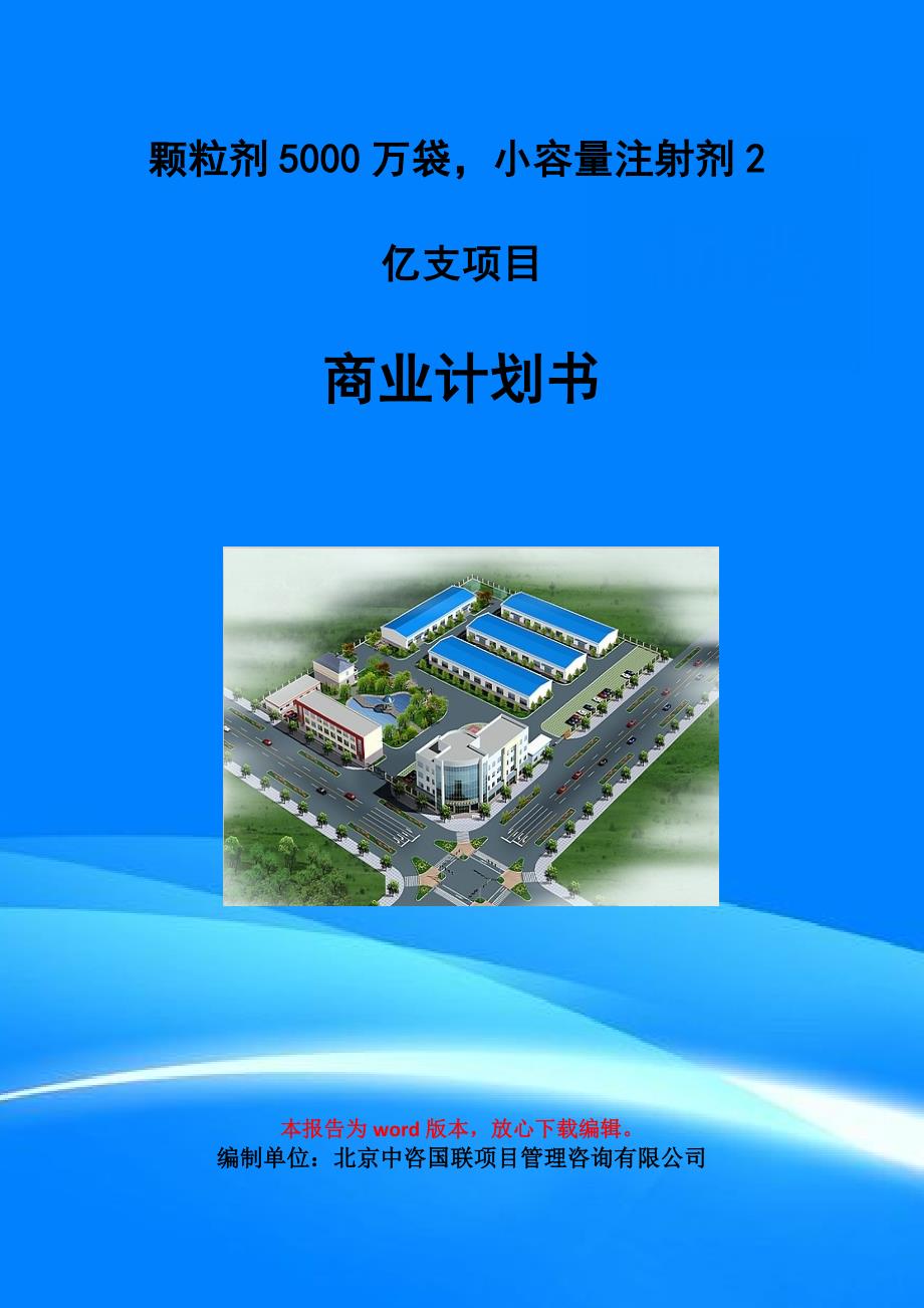 颗粒剂5000万袋小容量注射剂2亿支项目商业计划书写作模板-招商融资代写_第1页