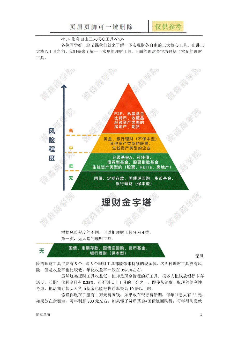 财务自由三大核心工具第三课章节练习_第1页