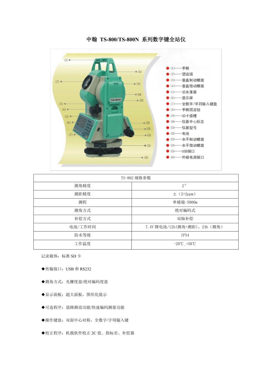 中翰合资生产、TS-802规格参数及说明书_第1页