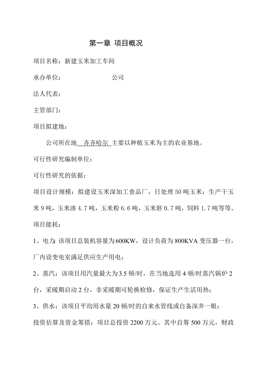 新建玉米加工项目可行性研究报告_第3页