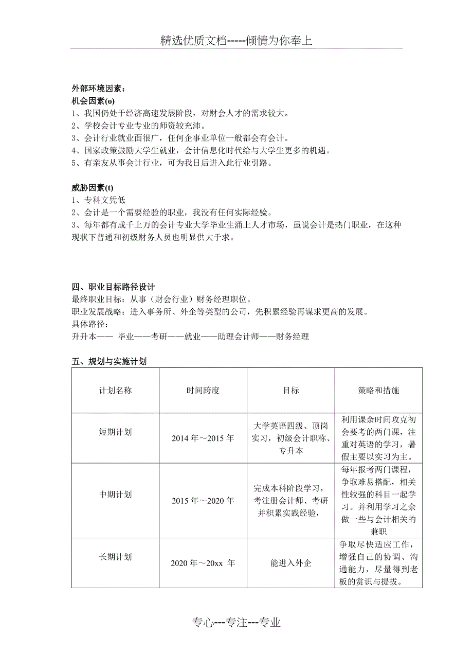 会计专业职业生涯规划书(共5页)_第4页