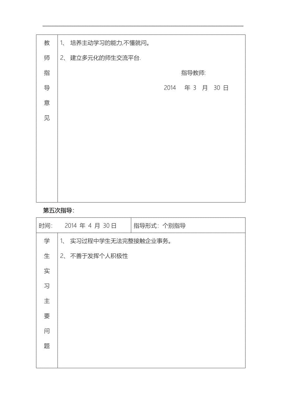 学生实习实训教师指导记录文稿表_第5页