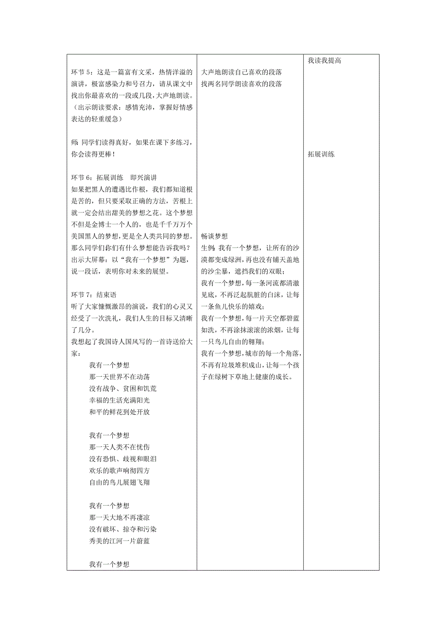 《我有一个梦想》公开课教案_第4页