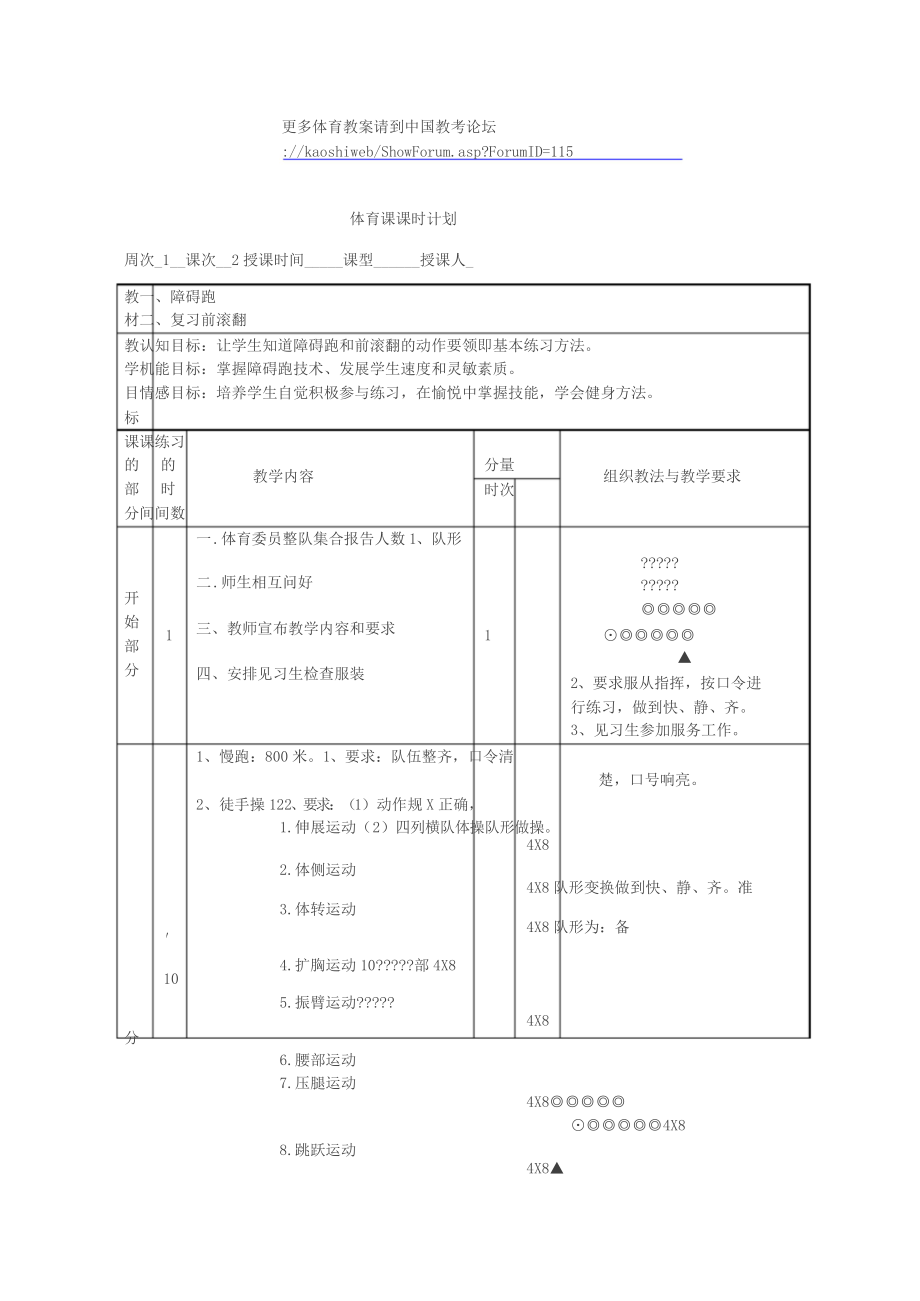 初二体育课全套教案_第2页