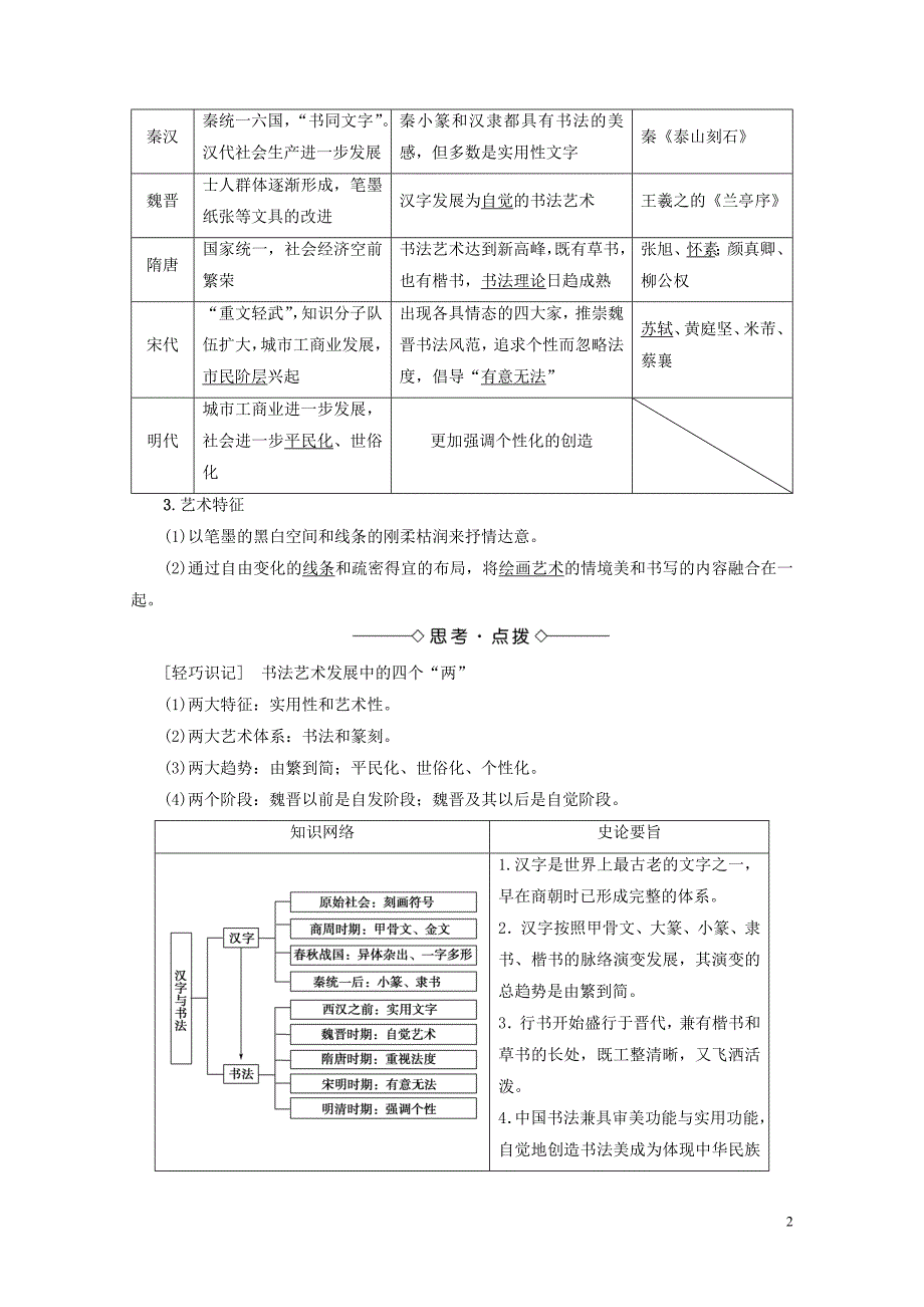 高中历史第2单元中国古代文艺长廊第7课汉字与书法学案岳麓版必修3072_第2页