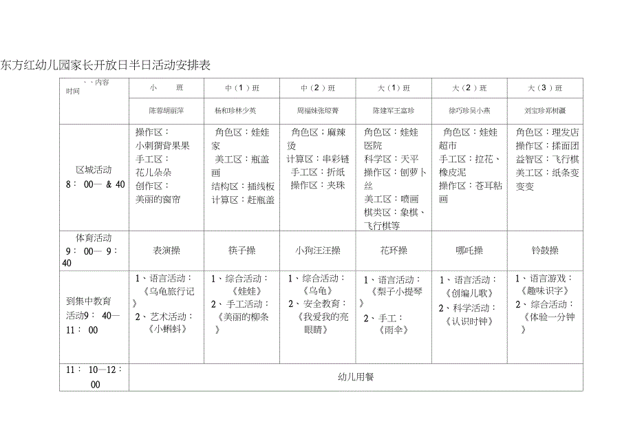 东方红幼儿园家长开放日活动方案_第3页