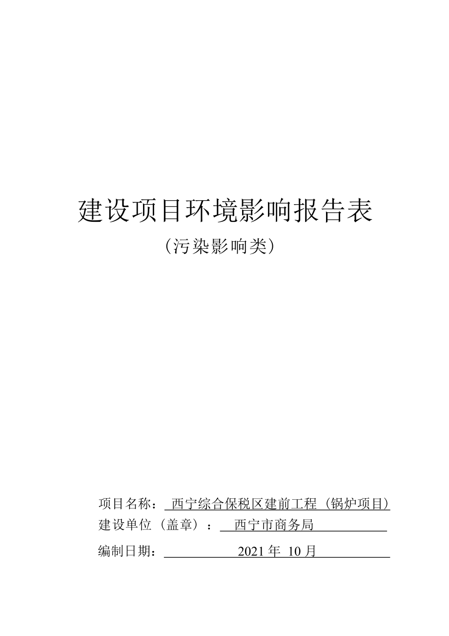 西宁综合保税区建前工程（锅炉项目）环评报告.docx_第1页