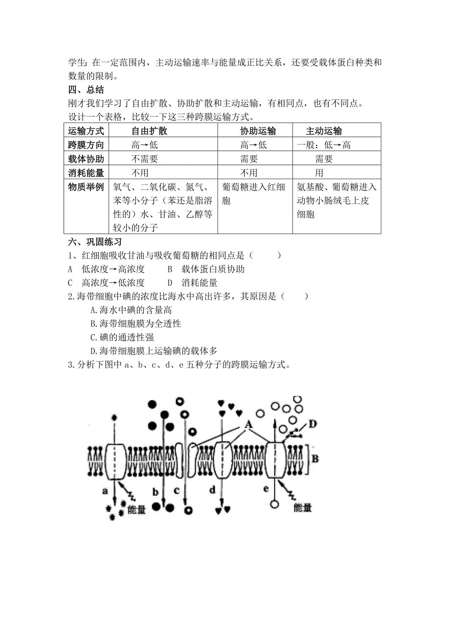 《物质的跨膜运输》教案_第3页