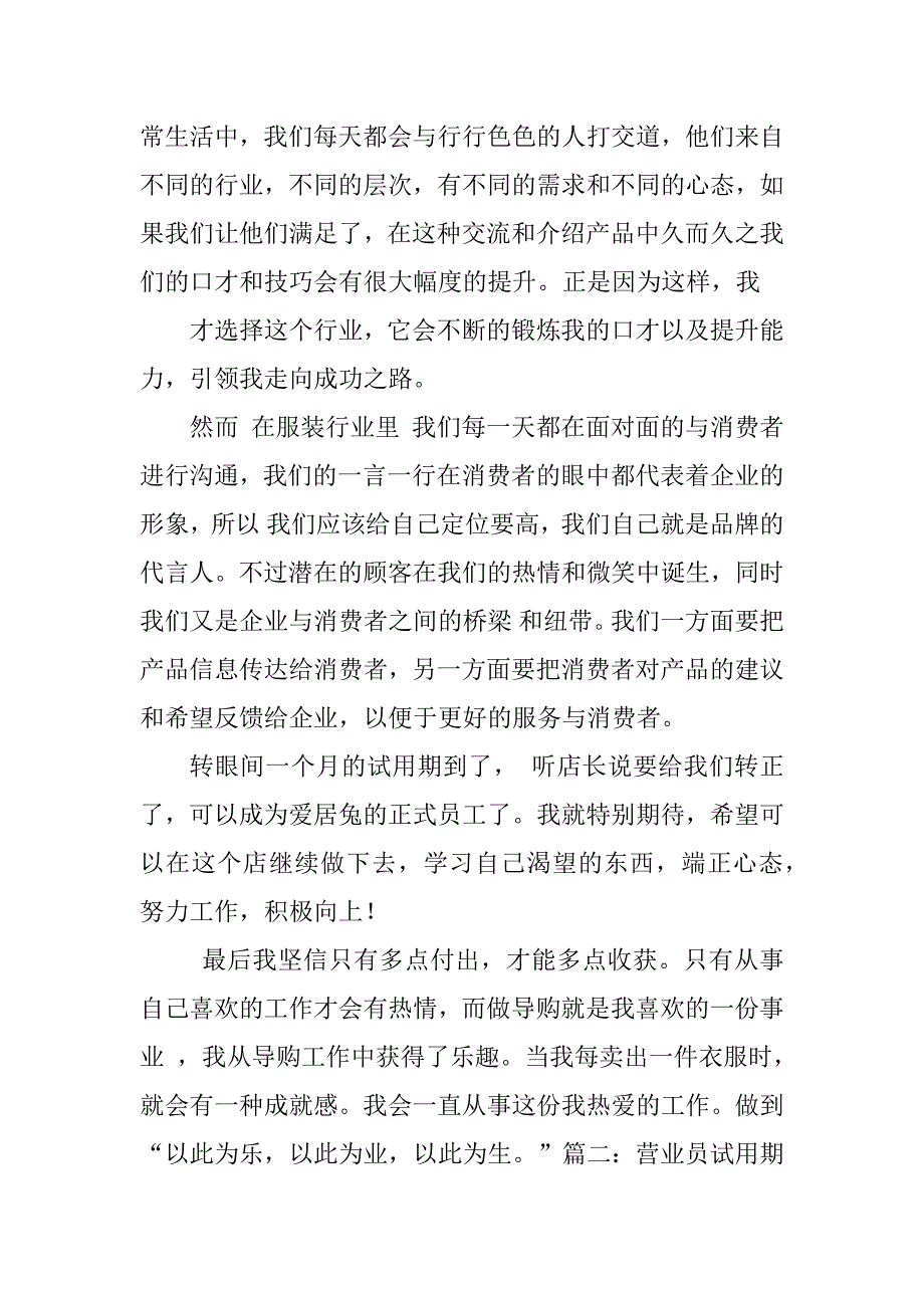 2023年导购员试用期转正工作总结_第2页