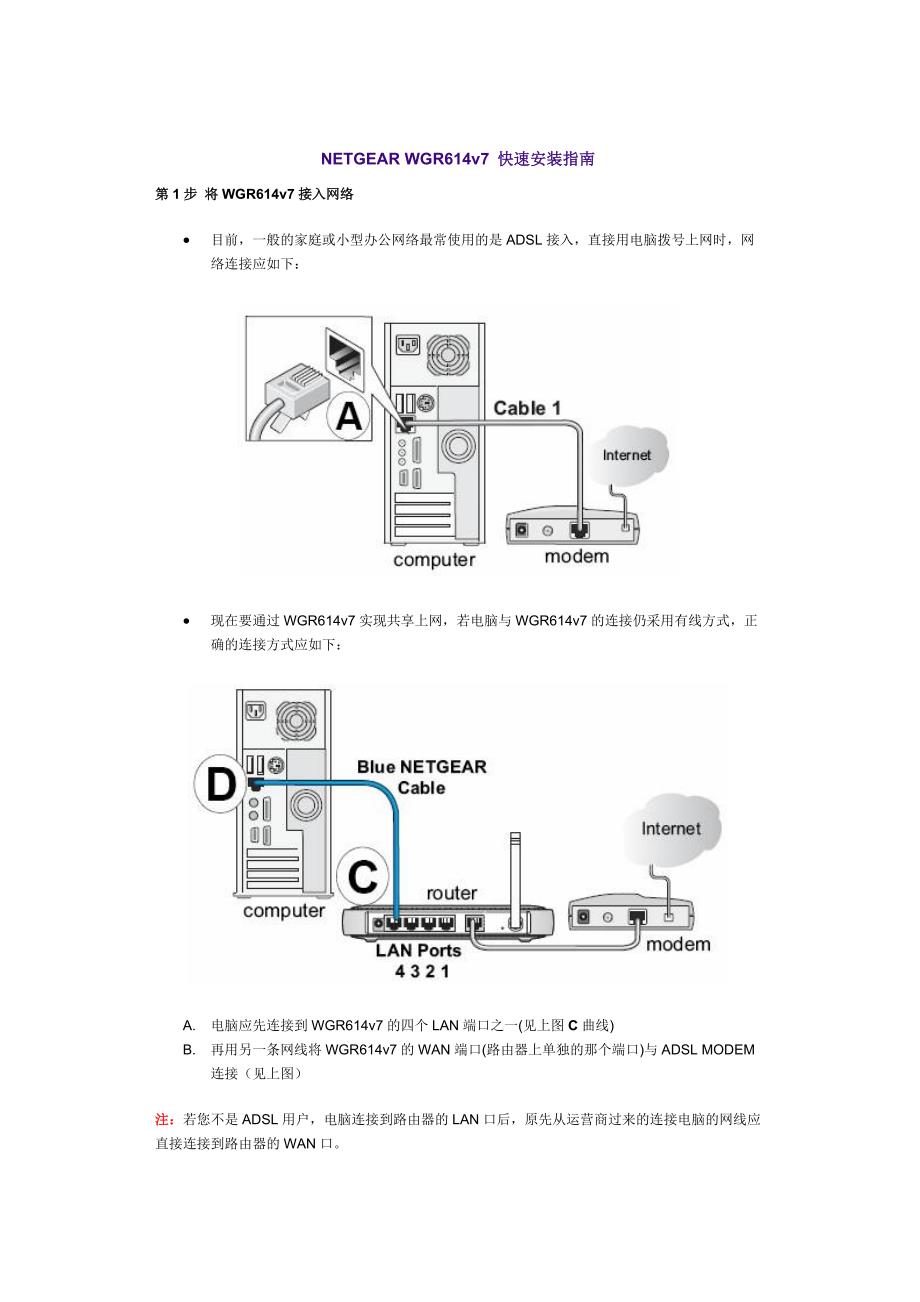 NETGEARWGR614v7快速安装指南_第1页