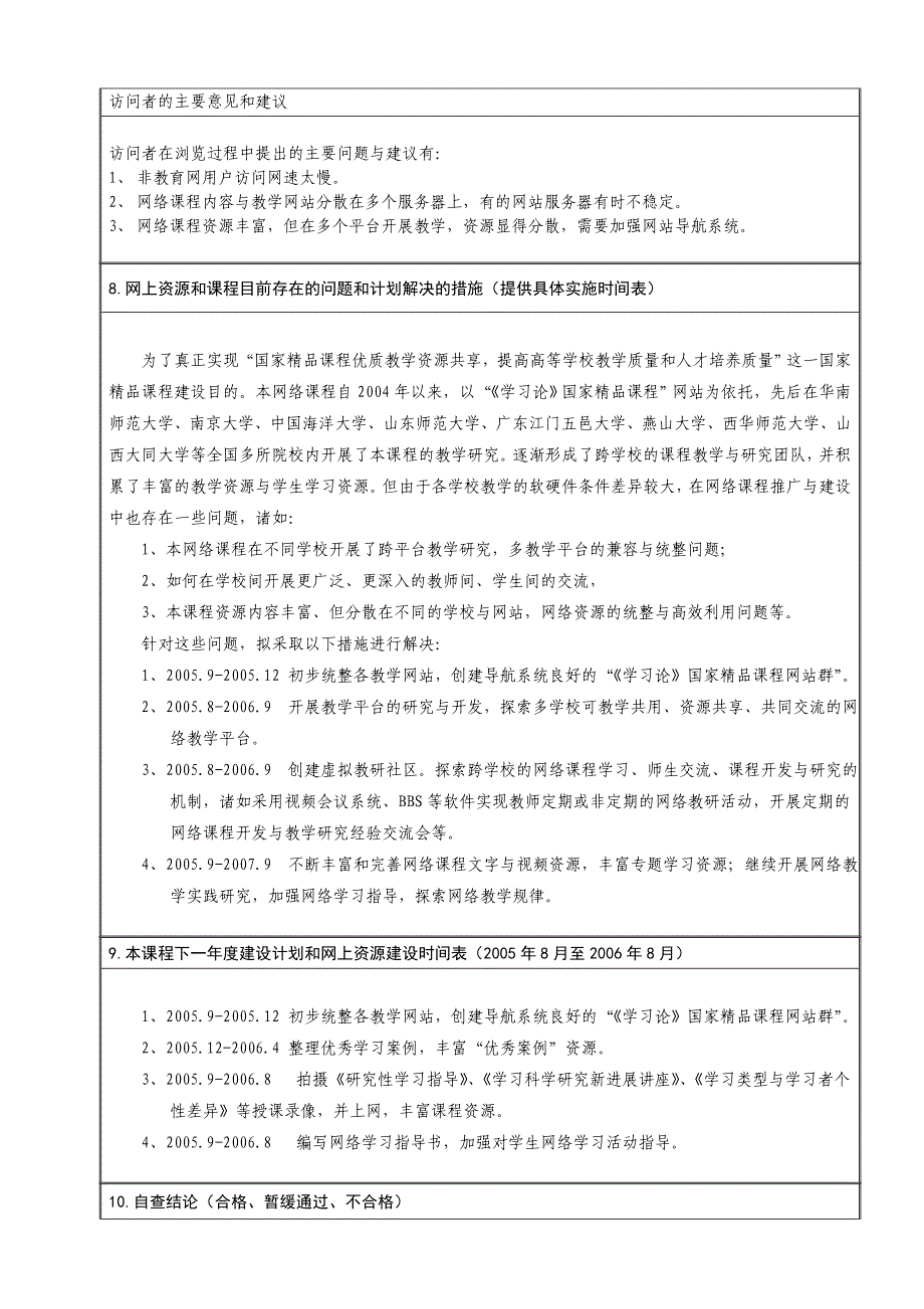 国家精品课程年度自检表(2005)_第4页