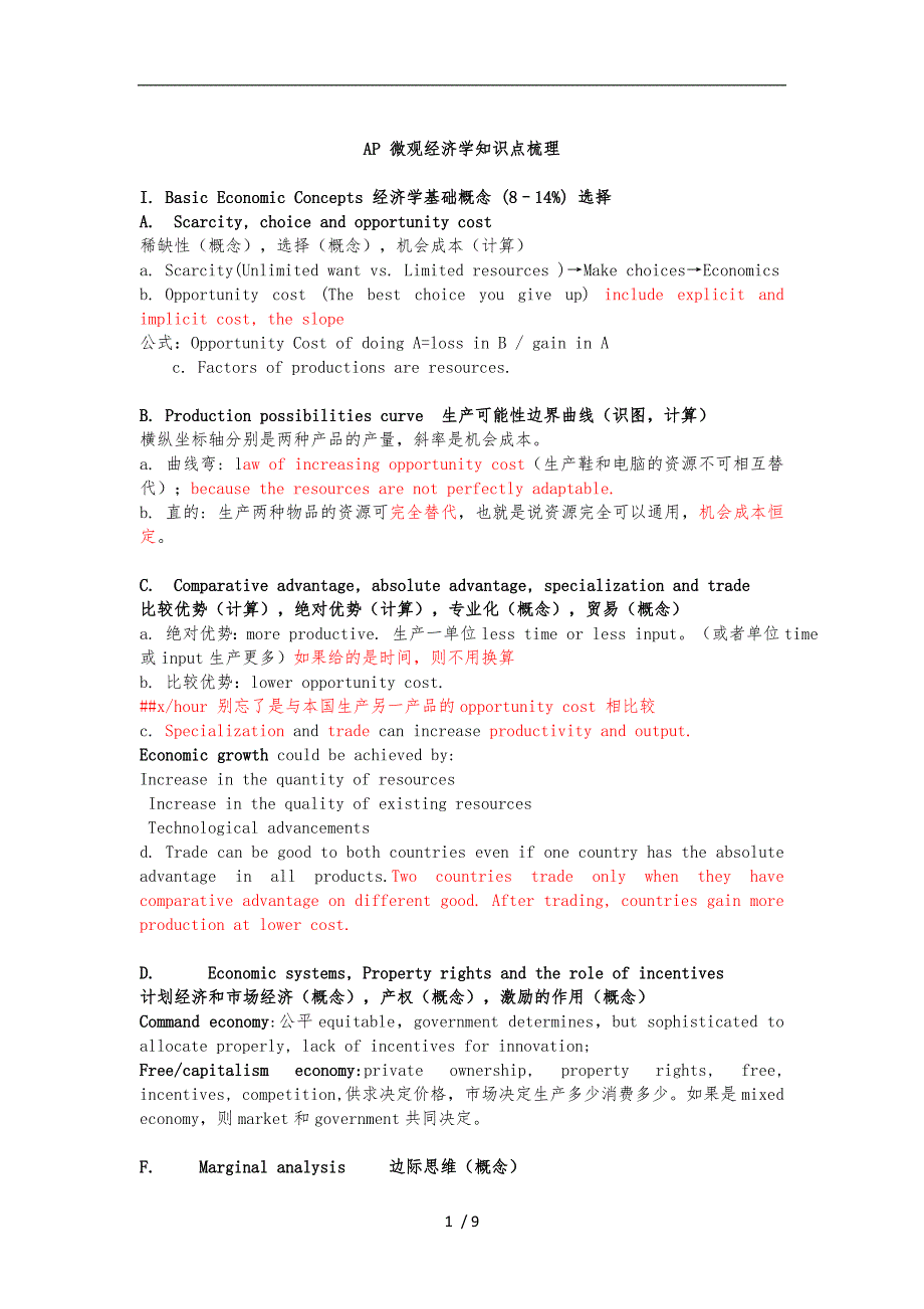 AP微观经济梳理_第1页