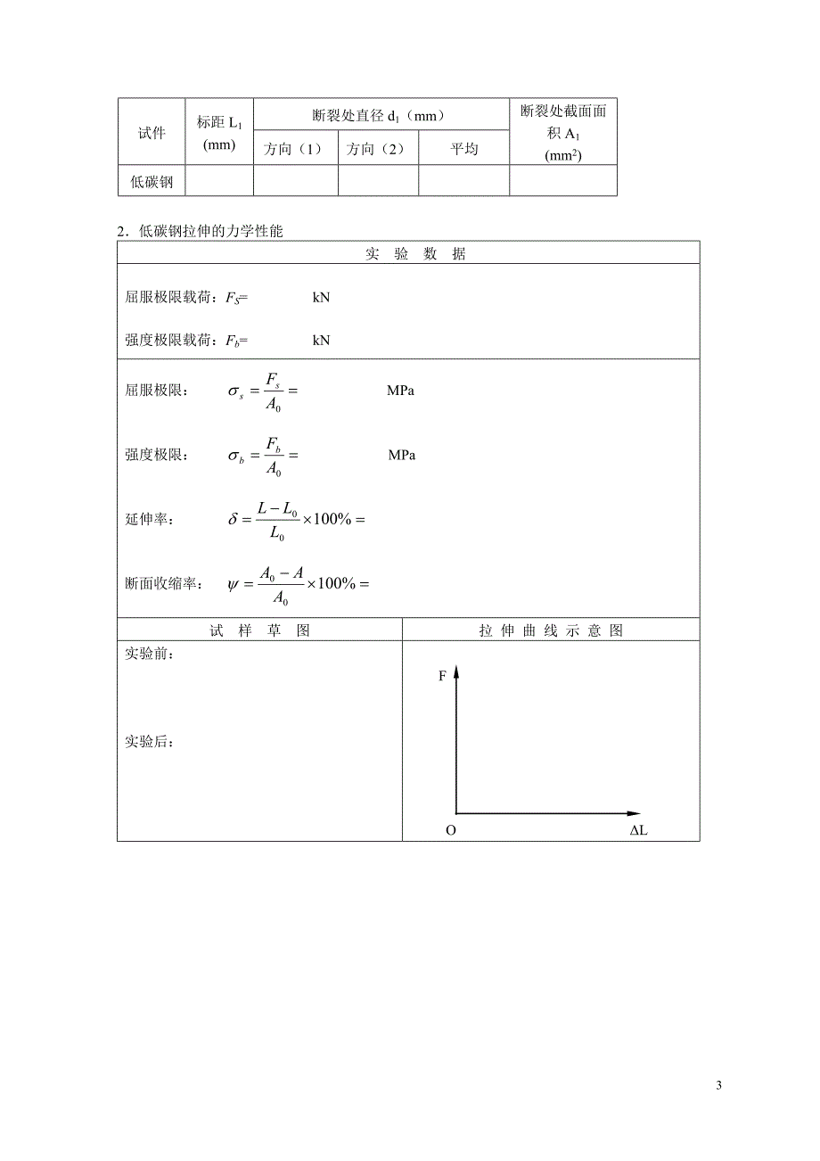 实验项目1： 低碳钢、铸铁的拉伸实验_第3页